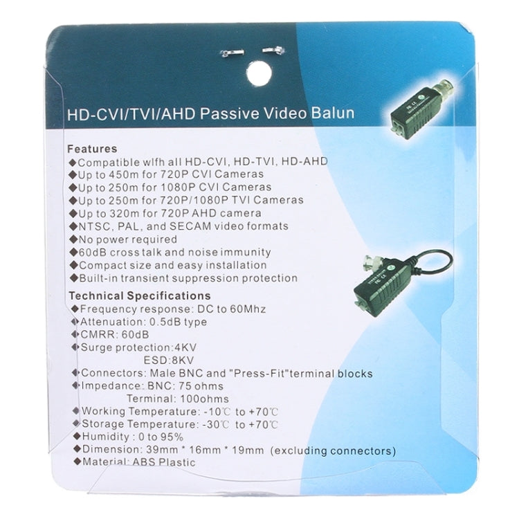 2 PCS HD 302B Coaxial CVI/TVI/AHD 1CH Passive Transceiver Video Balun, 302B 2 PCS HD 302B Coaxial CVI/TVI/AHD 1CH Passive Transceiver Video Balun, 302B